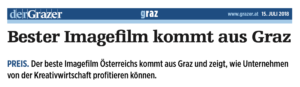 Grazer: Bester Imagefilm kommt aus Graz